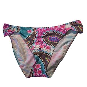 SO Pink and Blue Floral Paisley Bikini Bottoms XL NWOT